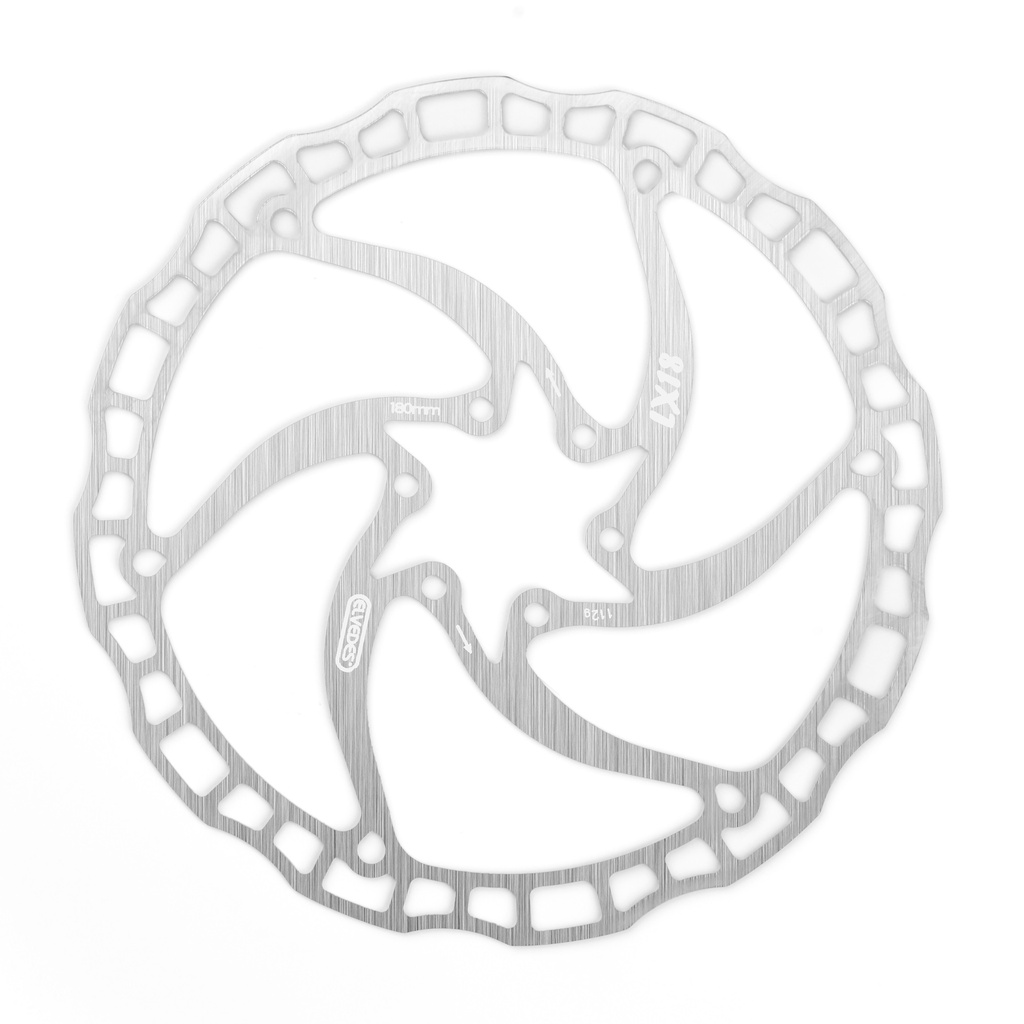 ELVEDES - Disco de Freno LX16 monopieza Ø180mm 112g con 6 tornillos, Plata - E2021067