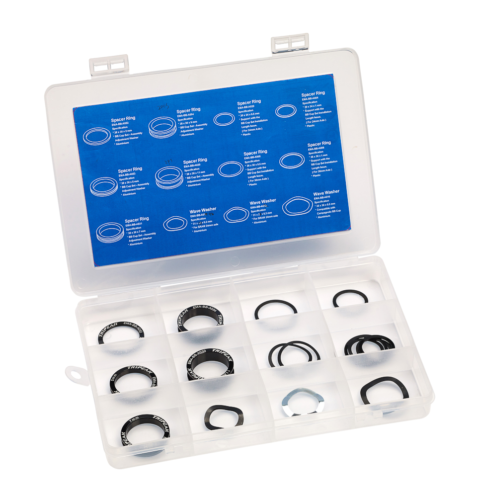 ELVEDES - Caja Set de espaciadores Pedalier-biela, 12 tipos (157 Ud.) - E2019070